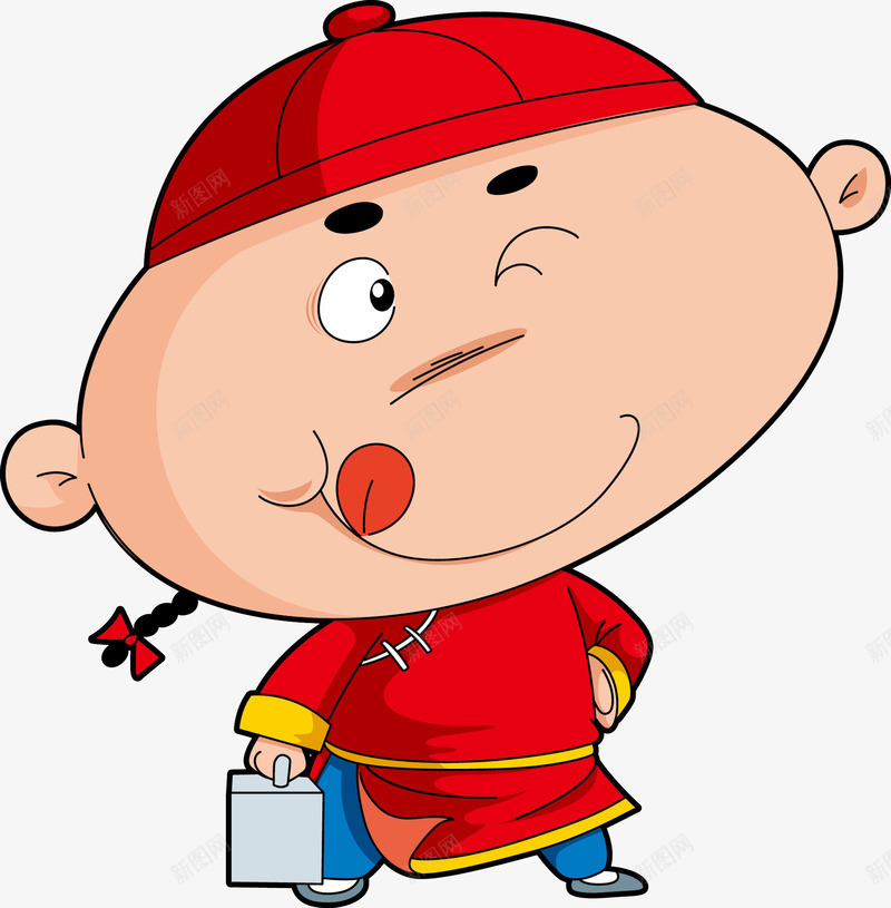 呆萌的小孩图png免抠素材_88icon https://88icon.com 卡通 呆萌的 小孩 插图 眨眼睛 箱子 红色的 舔舌头