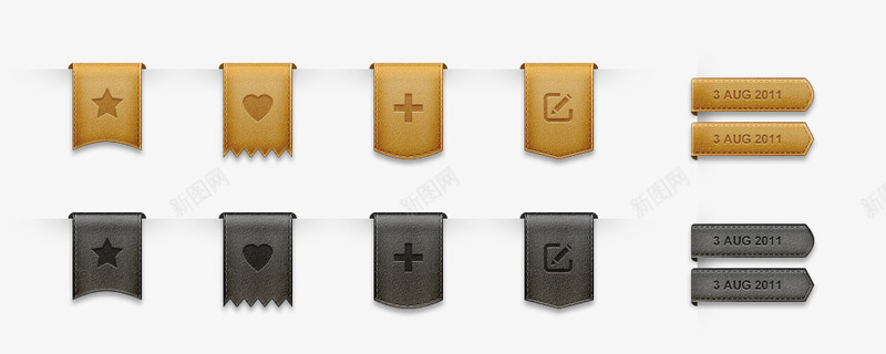 皮革材料按钮psd免抠素材_88icon https://88icon.com 图形装饰底纹 工具 皮制品 皮革材质 符号 装饰