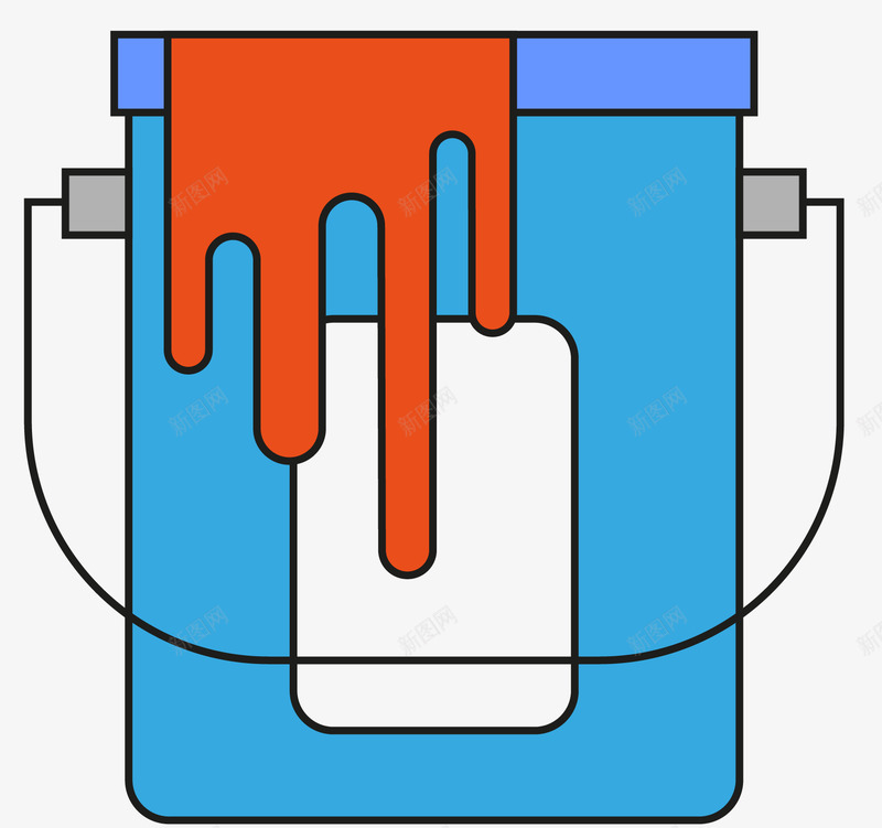 蓝色泼墨油漆桶矢量图ai免抠素材_88icon https://88icon.com 卡通油漆桶 卡通风格 扁平油漆桶 油漆桶 泼墨 矢量扁平油漆桶 矢量油漆桶 矢量图