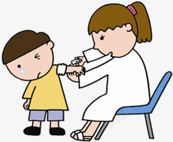 白衣天使给小孩接种疫苗素材