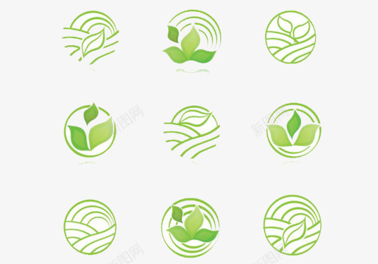 各种毛笔字合集绿叶环保意识图标合集图标