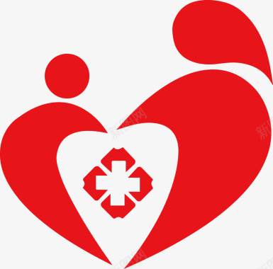 青色医疗图标红色诊所logo图标图标