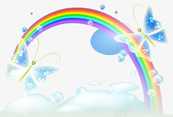 彩虹与水晶蝴蝶卡通矢量图素材