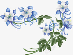 彩绘蓝色花朵花枝素材