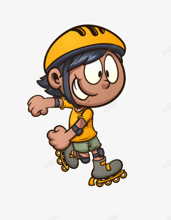 一个小女孩png免抠素材_88icon https://88icon.com 卡通 女孩 安全帽 手绘 简笔 轮滑的人 轮滑鞋 黄色的