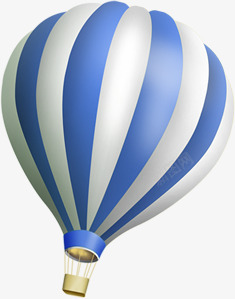 蓝白条纹卡通漂浮热气球素材