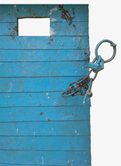 蓝色锈迹门铁链圆环素材
