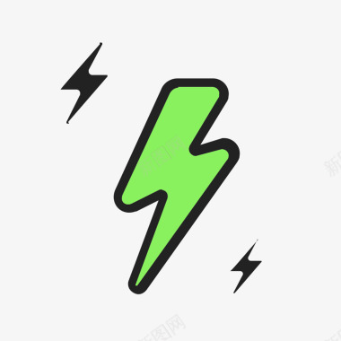新年纹理绿色手绘闪电元素矢量图图标图标