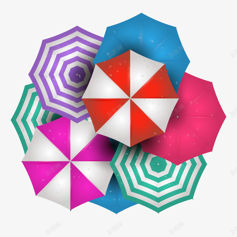 彩色雨伞矢量图ai免抠素材_88icon https://88icon.com 3D PNG免抠图下载 条纹 秋分 秋雨 装饰 矢量图