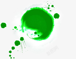绿色墨点泼墨水墨装饰素材