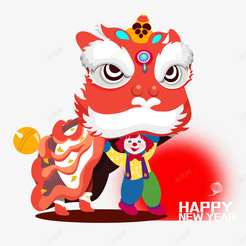 新年舞狮子psd免抠素材_88icon https://88icon.com 小孩 新年 舞狮子 过年