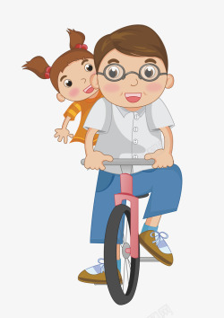 骑车带小孩的男人素材