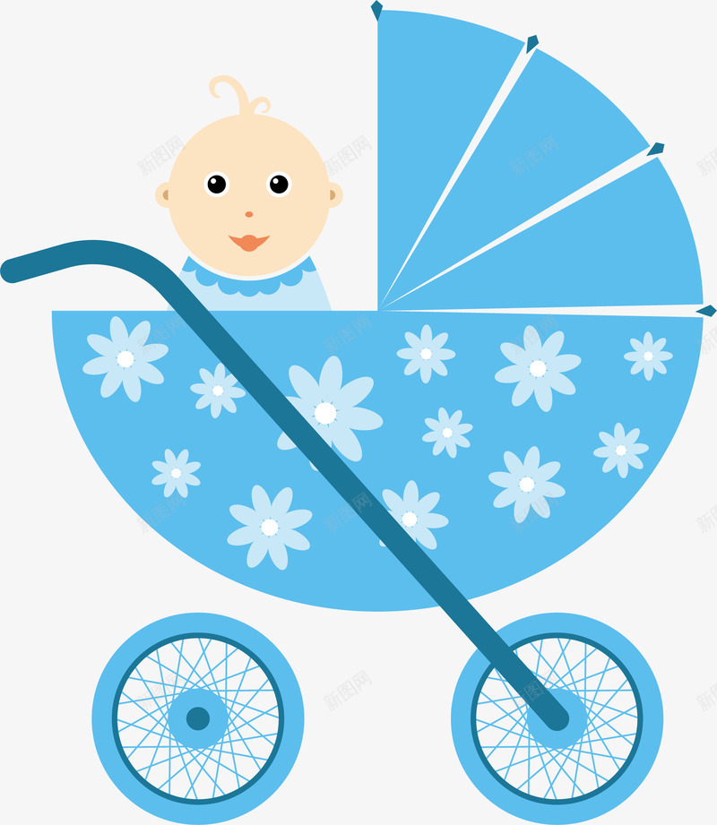 婴儿车里的娃娃png免抠素材_88icon https://88icon.com 可爱 娃娃 婴儿 婴儿车 宝宝 手绘 蓝色