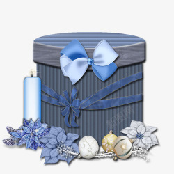 卡通深蓝色礼物盒蝴蝶结装饰素材