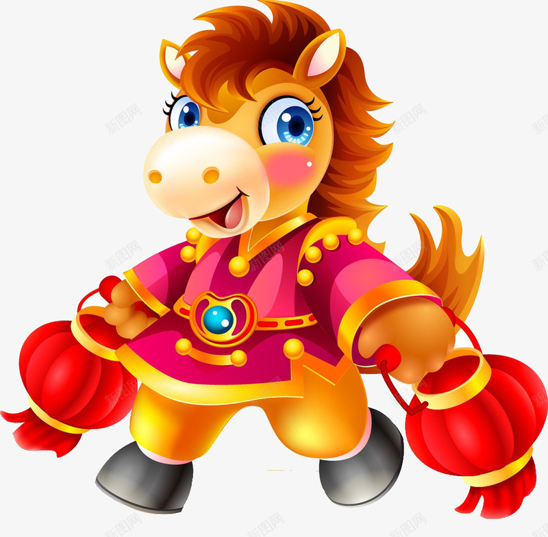 提着灯笼的小马png免抠素材_88icon https://88icon.com 喜庆 红灯笼 节日 装饰 过年 马