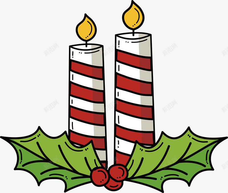 红白条纹蜡烛png免抠素材_88icon https://88icon.com 圣诞节 圣诞蜡烛 条纹蜡烛 矢量png 红白条纹 蜡烛