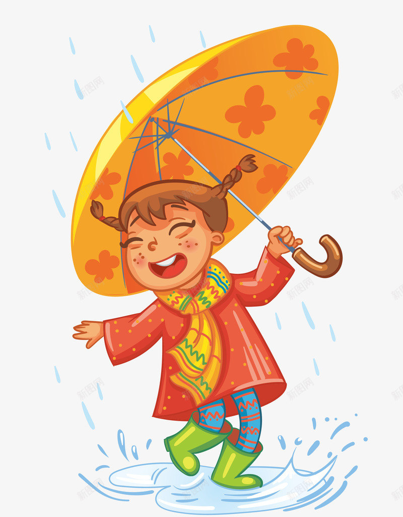 小孩淋雨png免抠素材_88icon https://88icon.com 下雨 小孩素材 淋雨 矢量素材 雨伞