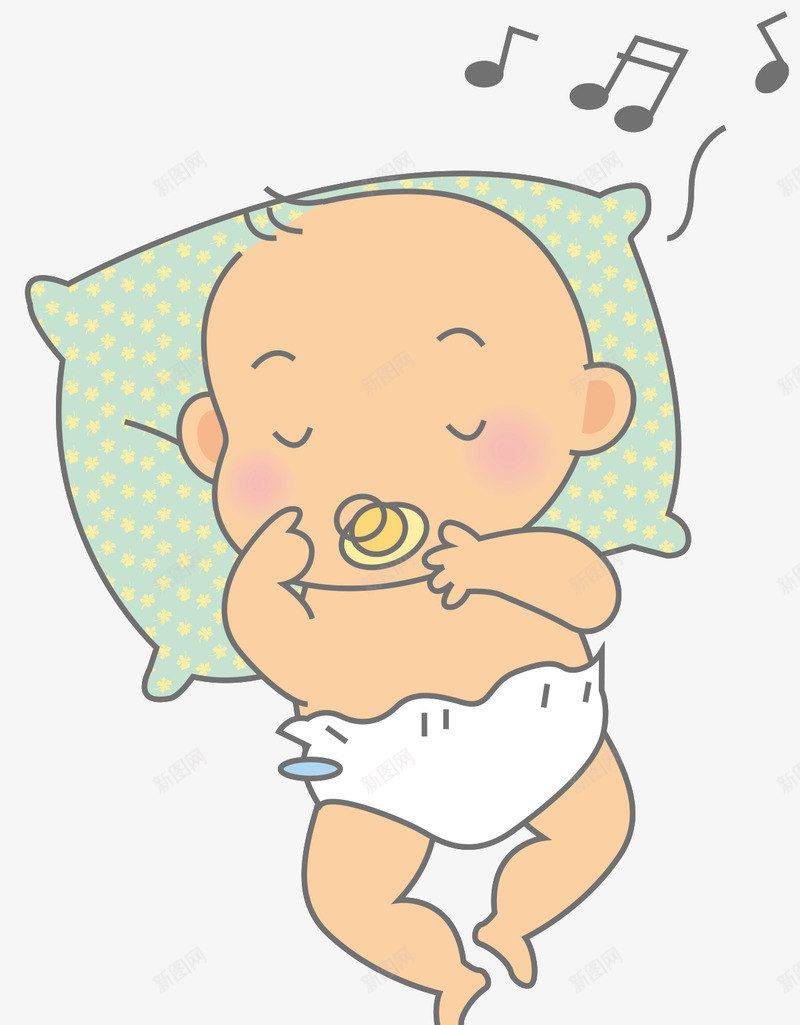 卡通枕着枕头睡觉的婴儿矢量图eps免抠素材_88icon https://88icon.com 卡通 可爱 婴儿 婴儿枕头 枕着枕头 睡觉 绿色枕头 矢量图