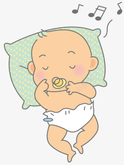 卡通枕着枕头睡觉的婴儿矢量图素材