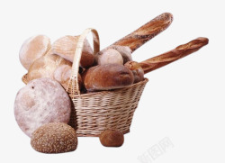 竹筐里的各种面包素材