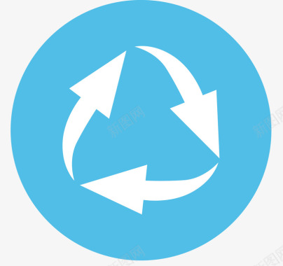 蓝色圆形循环标志图标图标