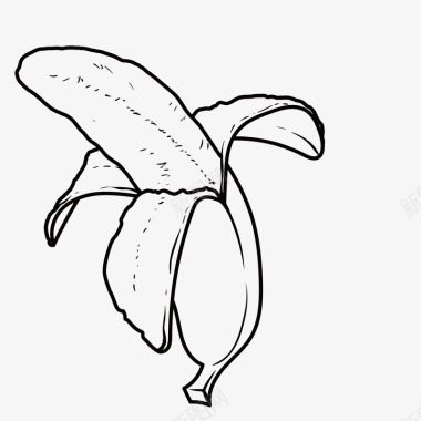果肉简笔手绘美味香蕉图标图标