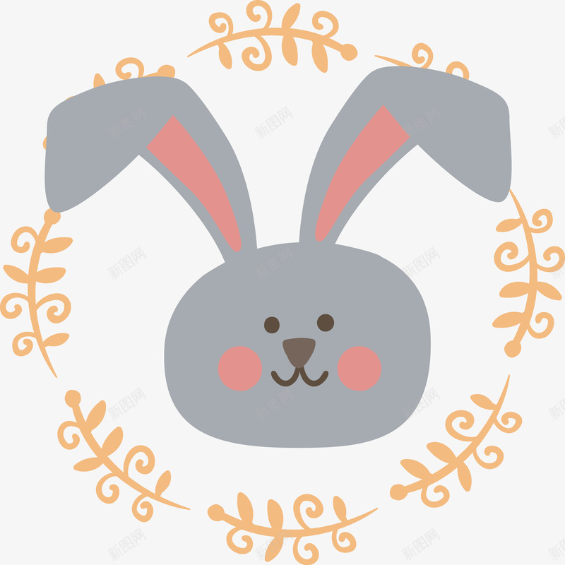卡通小灰兔png免抠素材_88icon https://88icon.com 动物 卡通 可爱 圆环 小灰兔