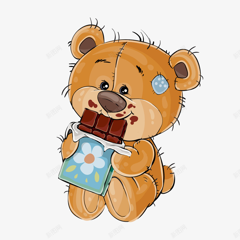 可爱泰迪熊矢量图ai免抠素材_88icon https://88icon.com 卡通 可爱 吃巧克力 小动物 彩绘 手绘 泰迪熊 矢量图