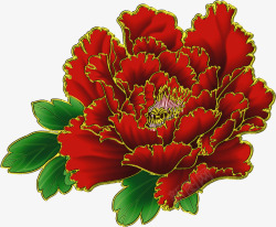 红色扁平创意彩绘红色花朵素材