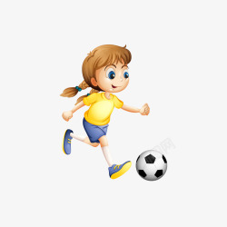 女足踢足球的女孩矢量图高清图片