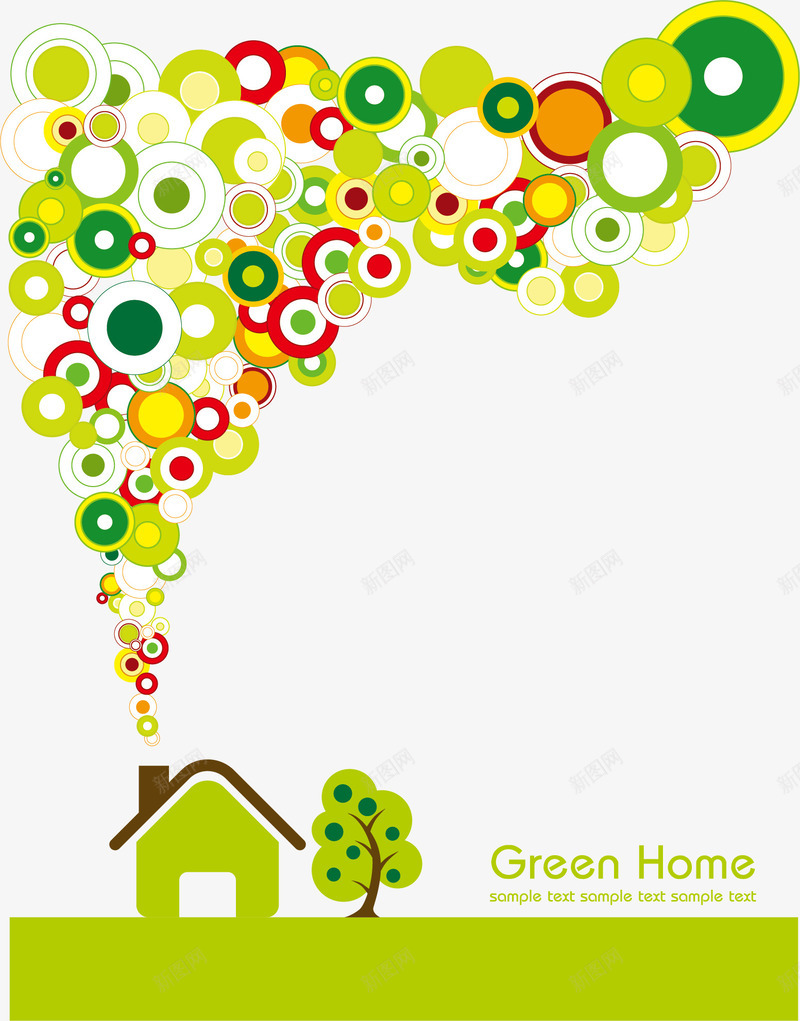 环保png免抠素材_88icon https://88icon.com 保护环境 房屋 树木 环保 生态 绿色 缤纷圆形