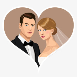 结婚照素材创意幸福爱心结婚照矢量图高清图片