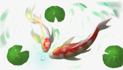 手绘新年锦鲤装饰图案素材