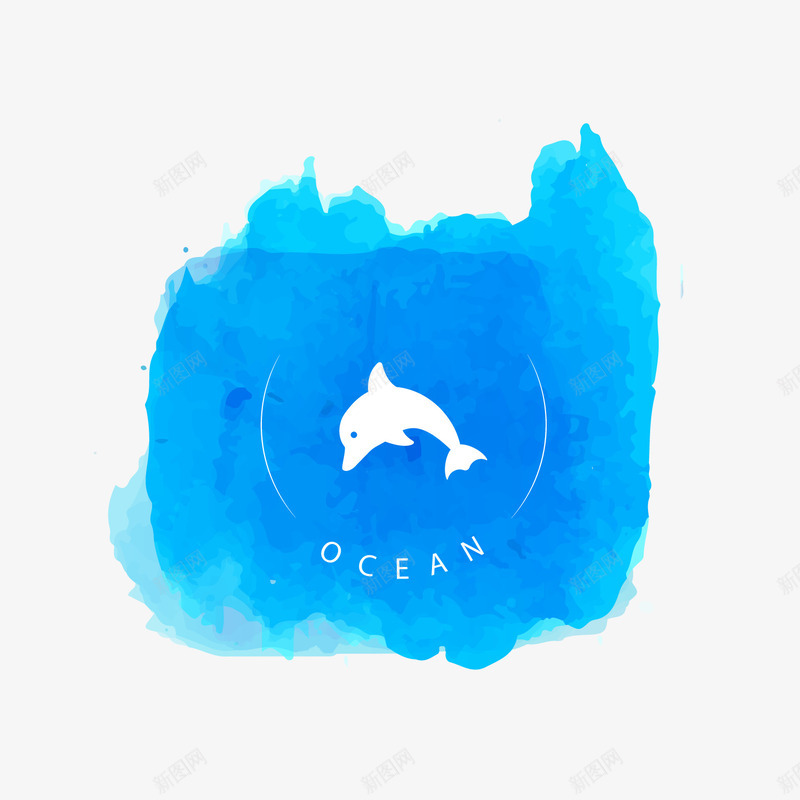 蓝色水彩绘海豚标签png免抠素材_88icon https://88icon.com 文案背景 标签 水彩绘 背景装饰 蓝色