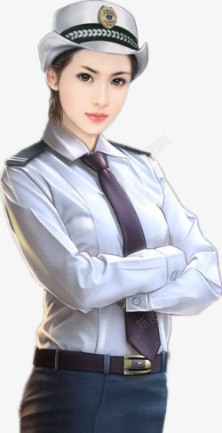 制服警花短发女孩女警素材