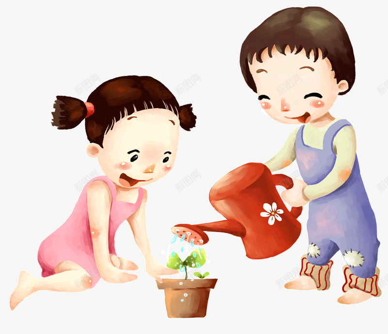 浇花的小孩png免抠素材_88icon https://88icon.com 小孩 水 水壶 浇水