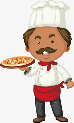 意大利披萨制作美味披萨的厨师矢量图高清图片