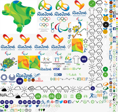 手绘各种奥运会图标图标