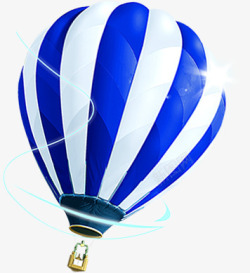 蓝白条纹热气球素材