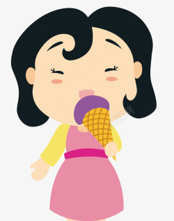 吃冰淇淋的小孩矢量图素材