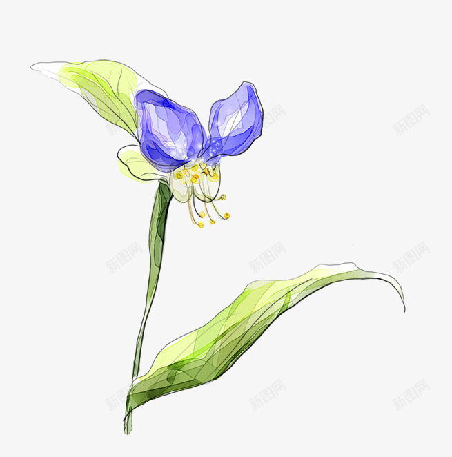 彩绘抽象花朵蓝色花朵装饰png免抠素材_88icon https://88icon.com 彩绘 抽象 花朵 蓝色 装饰