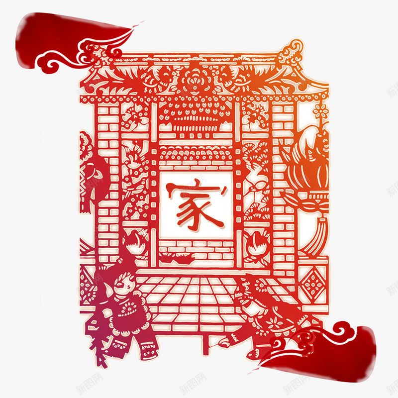 中国风之过年png免抠素材_88icon https://88icon.com 中国风 剪纸 家 年味