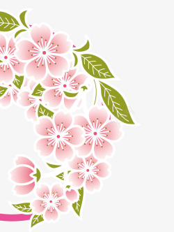 粉色小清新桃花半圆环装饰图案素材