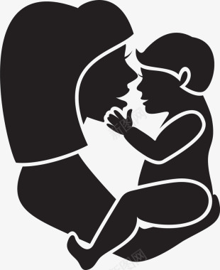 愚人节人物母亲节母抱婴剪影1矢量图图标图标