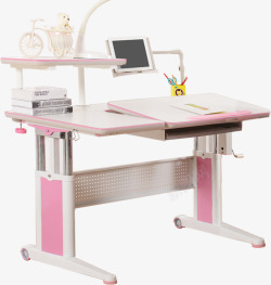 实物粉色儿童桌椅学习桌素材