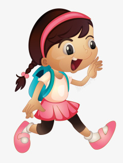 跑步上学背着背包奔跑的女孩高清图片
