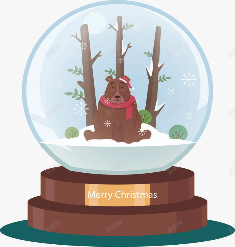 雪地棕熊水晶球png免抠素材_88icon https://88icon.com merryChristma merryChristmas 圣诞节 棕熊 水晶球 矢量png 雪地