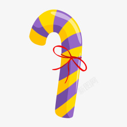 紫色黄色条纹拐棍棒棒糖矢量图素材