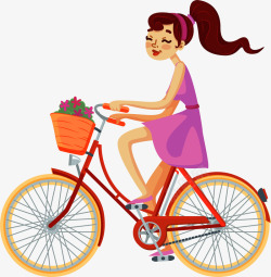 骑自行车年轻女孩素材