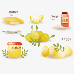 水彩绘柠檬酱食谱素材